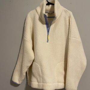 J. Crew Vintage Fleece in Cream and Light Blue
